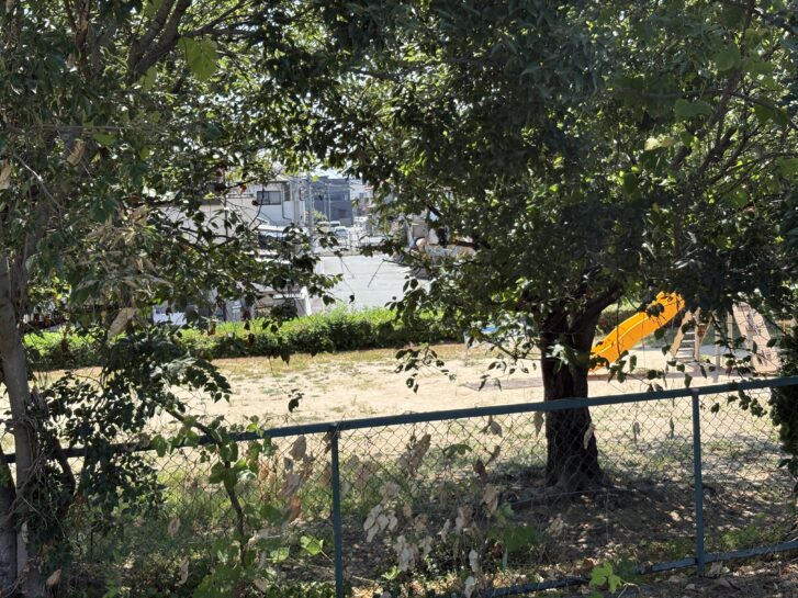 加古川市加古川町友沢 土手に面した公園から見える謎の空き地