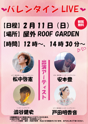 加古川市 アリオ加古川バレンタインLIVE2024 告知チラシ