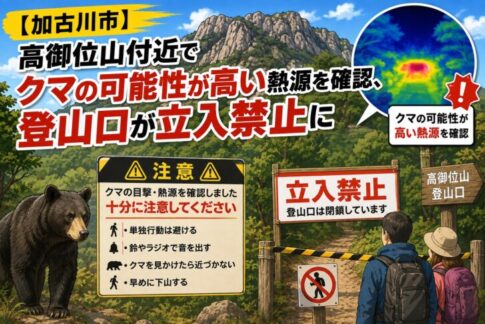 加古川市 高御位山付近でクマの可能性が高い熱源を確認 登山口が立入禁止に イメージ