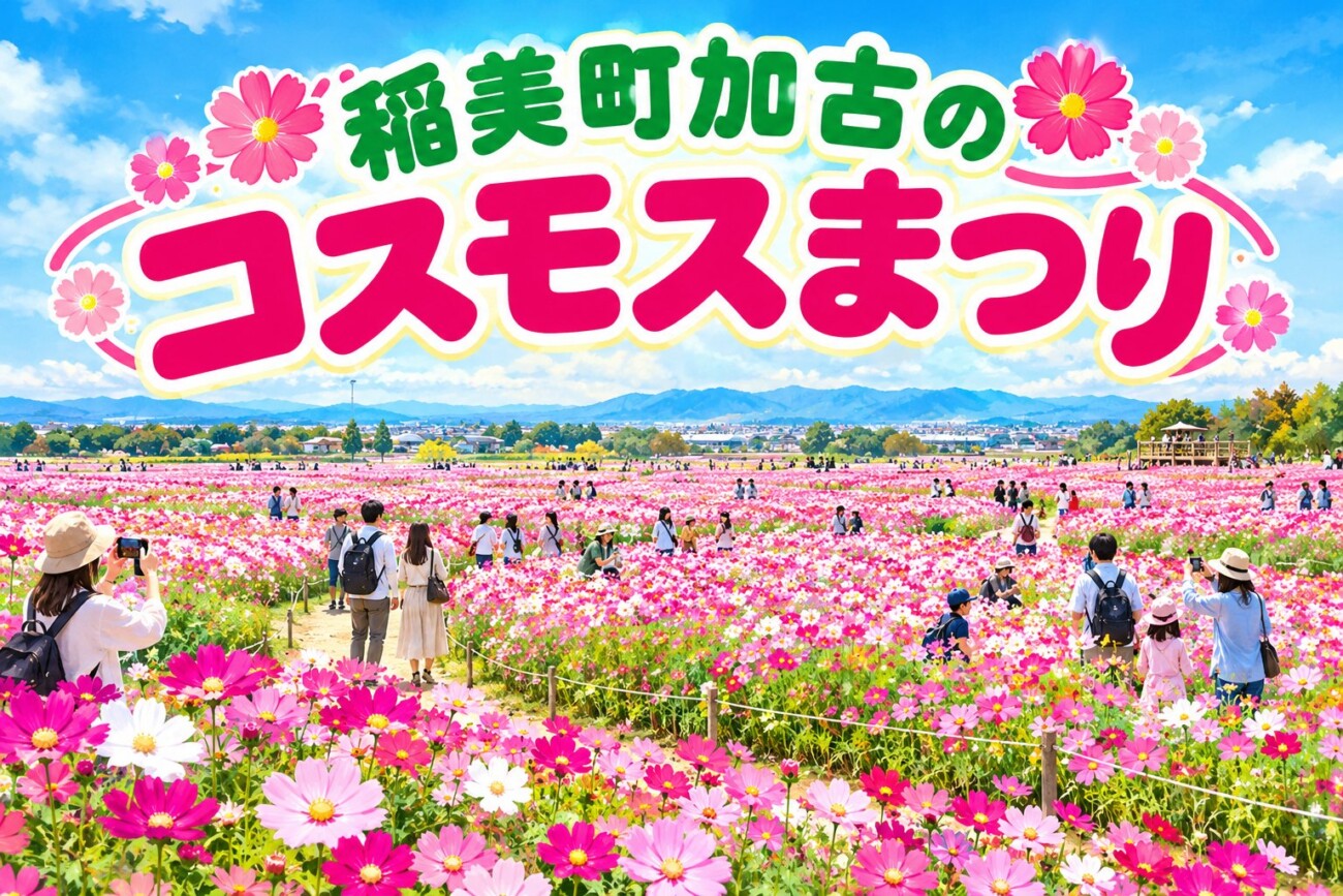 【2026年10月17日・18日開催】「稲美町加古のコスモスまつり」一面のコスモス畑(稲美町加古)