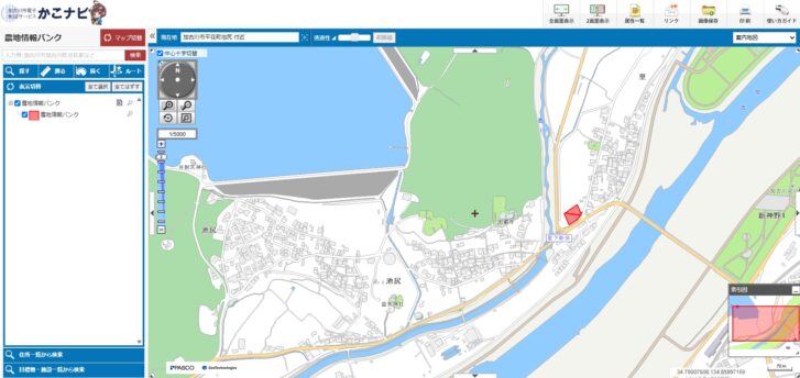 かこナビ 農地情報バンク の表示画面
