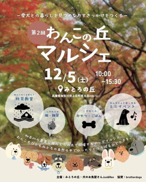 第2回 わんこの丘マルシェ 告知チラシ