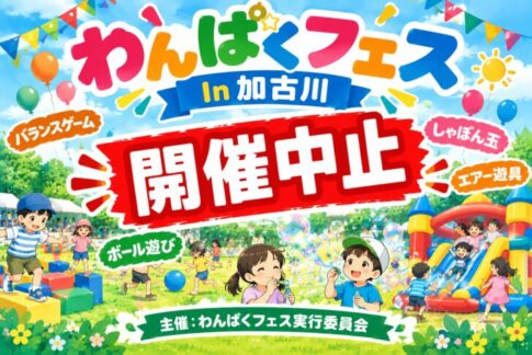 わんぱくフェスIn加古川 開催中止 告知チラシ 9月12日13日 加古川河川敷