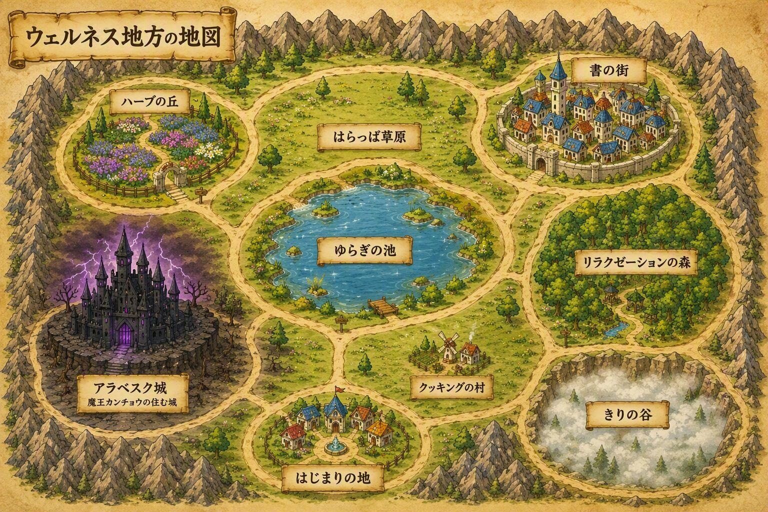 ウェルネス冒険ツアー ウェルネス地方の地図