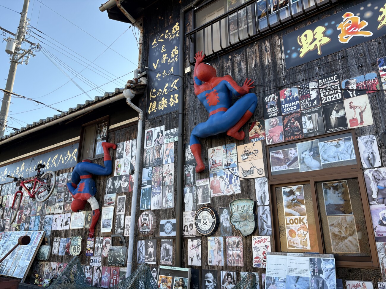 加古川珍百景 さかなと海の小さな写真館 壁をよじ登るスパイダーマンの人形